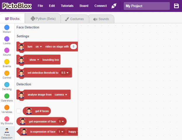 Face Detection Blocks Python Functions Projects Pictoblox Extension