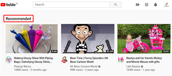 youtube recommendations