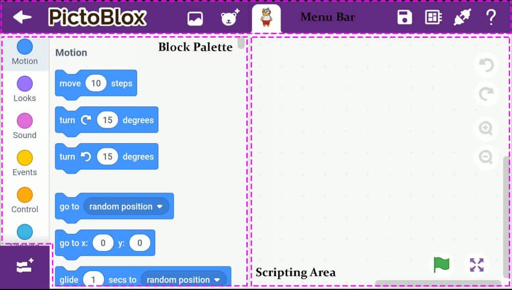PictoBlox app UI