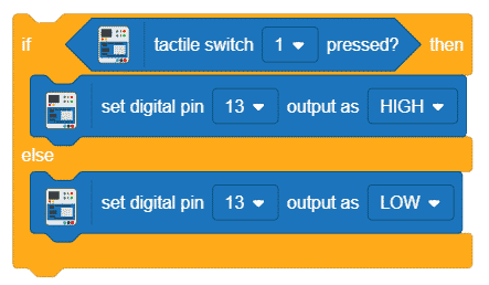 controlling Pin 13 LED using Tactile Switch