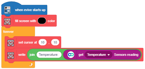temperature data display on screen