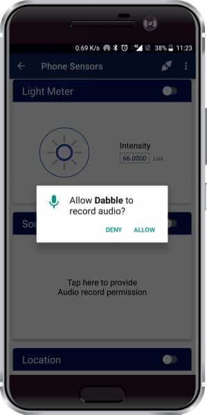 Dabble Phone Sensor Record Audio Permission