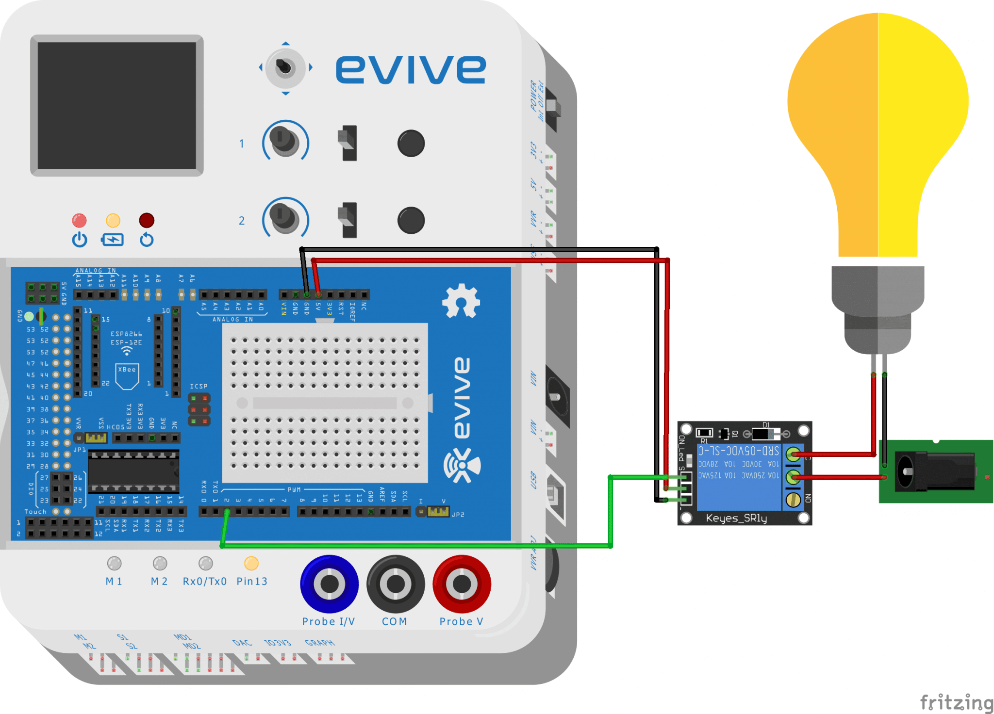 evive 5V Relay circuit Fritzing Diagram