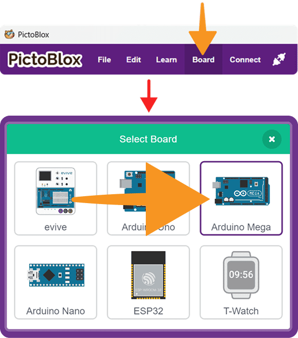 Select Arduino Mega Board