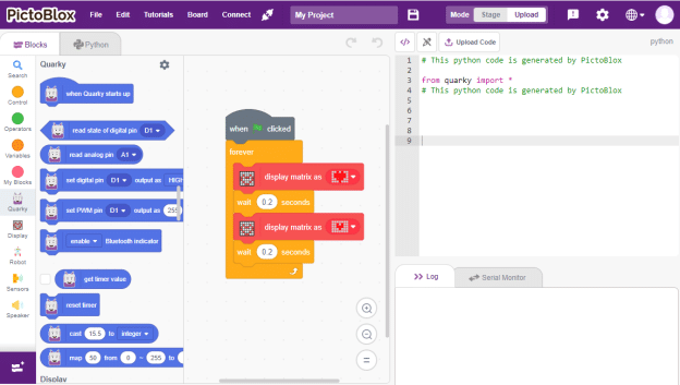 Programming Quarky With Block Coding In PictoBlox - STEMpedia Education