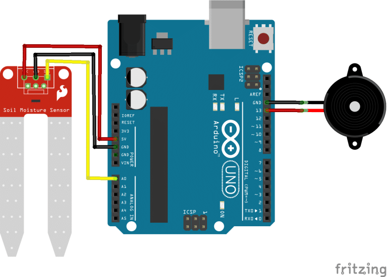 interfacing soil moisture sensor with Arduino Circuit Diagram