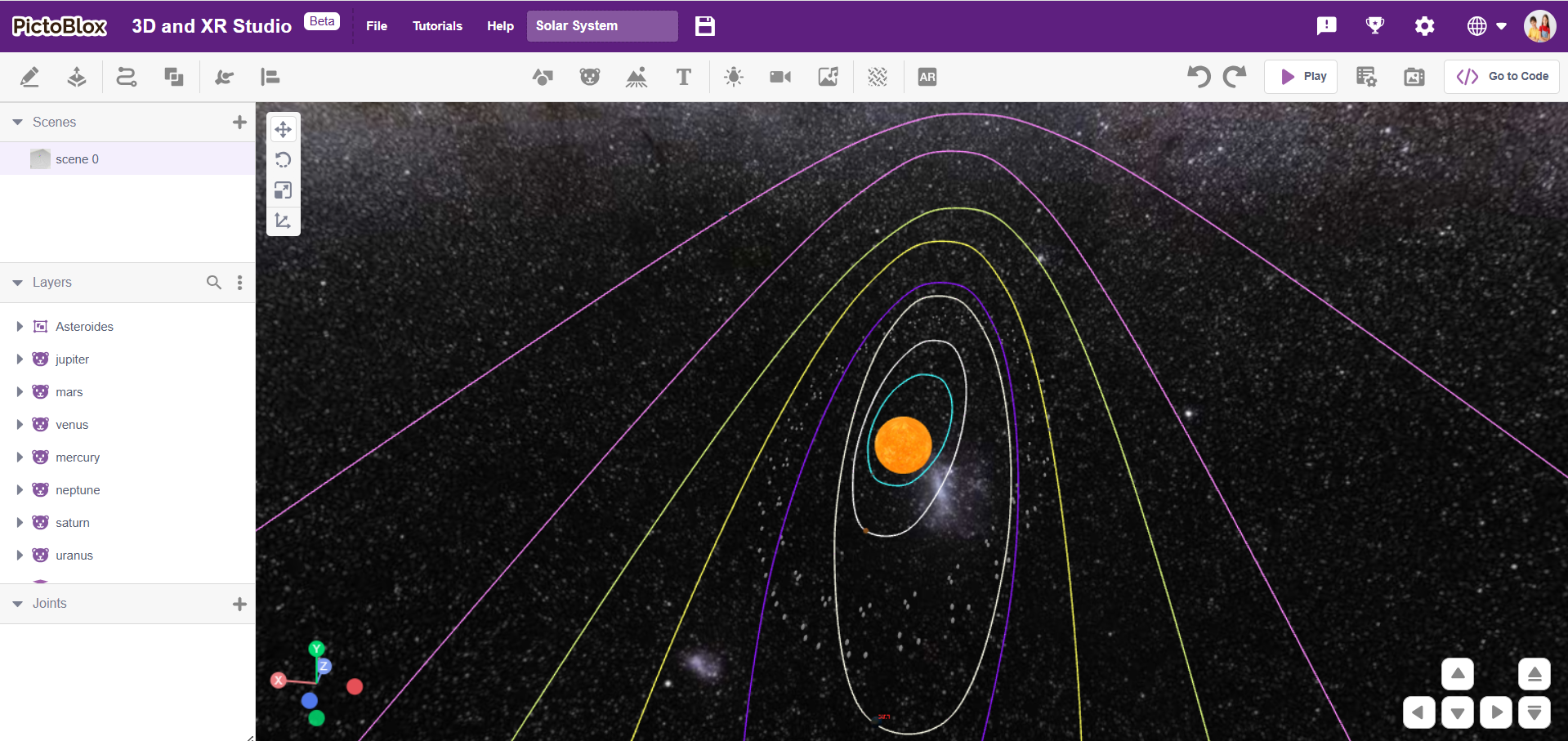 Solar System Using 3D and XR Studio - Example Project