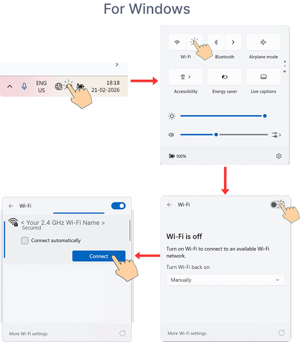 Connect to wifi through taskbar