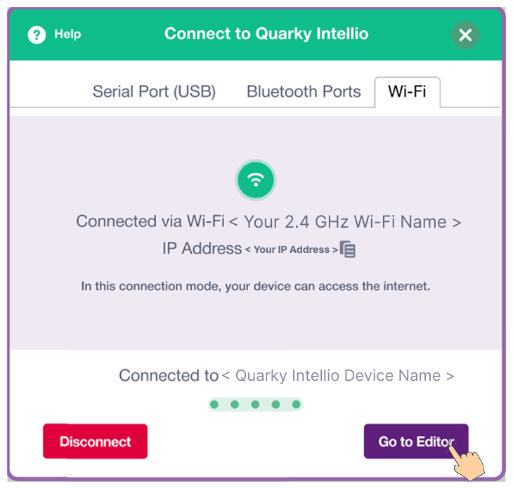 Connection Successful via Wifi Router