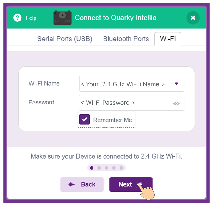 Enter Wifi Name and Password