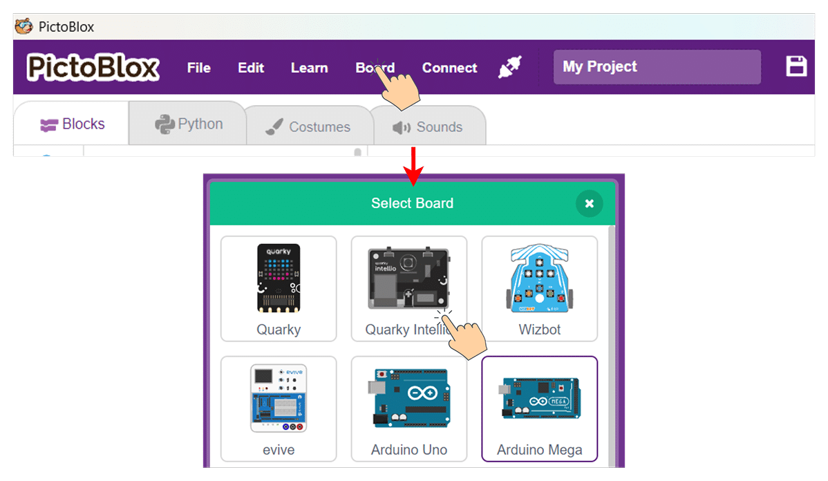 Intellio Board Selection and Quarky Intellio Selection