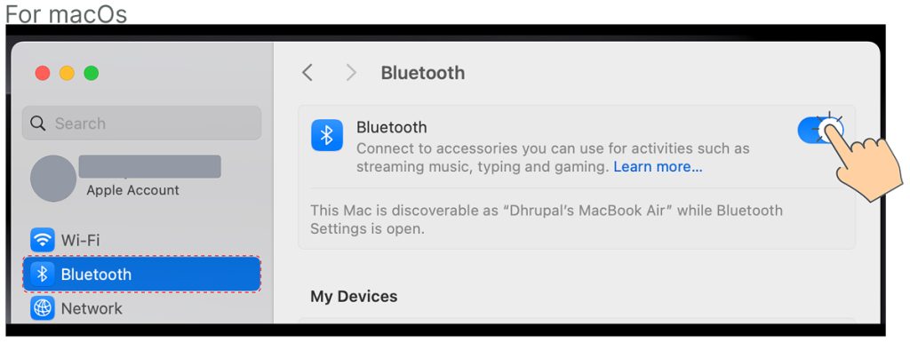 Turn on Bluetooth in Mac os With System Setting