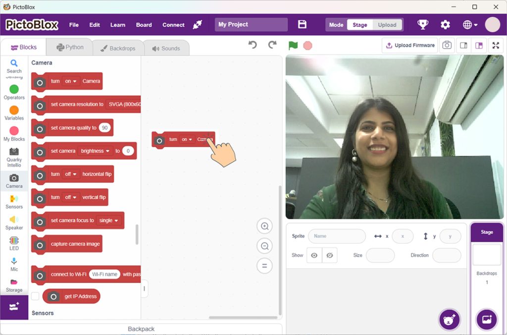 Use Camera Turn on Blog to turn on camera Feed