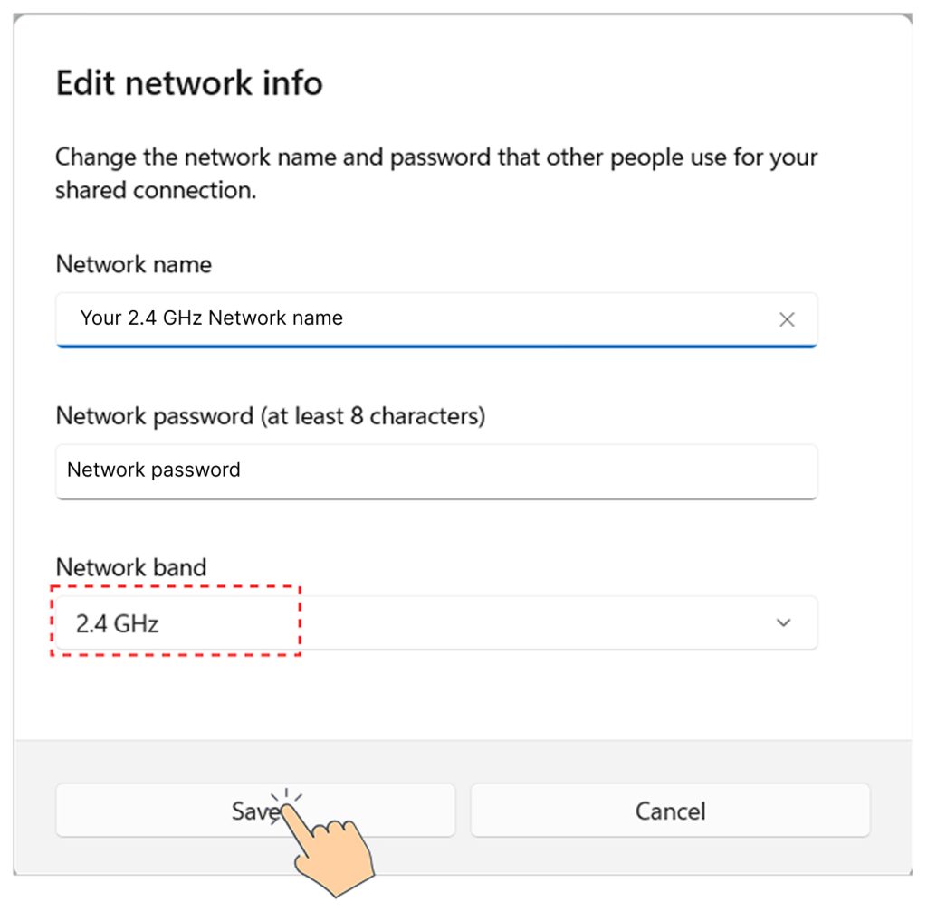 Create a 2 4 GHz mobile hotspot