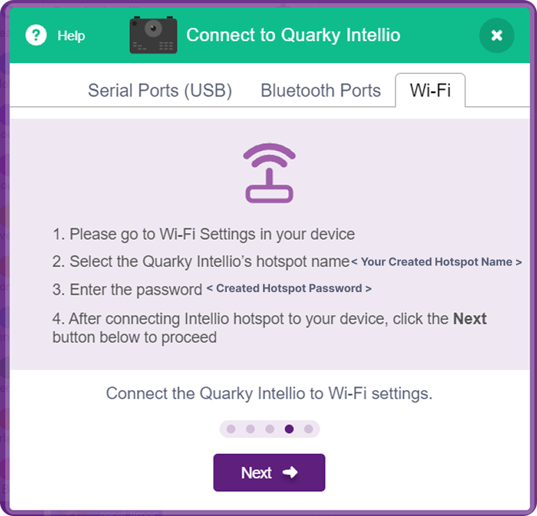 Instruction to connect to created wifi