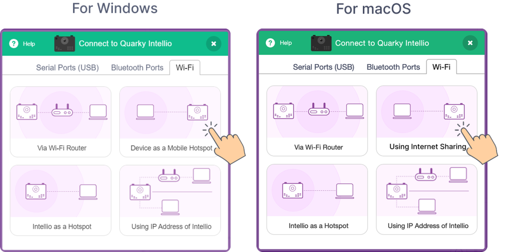Select Device as a mobile hotspot or internet sharing