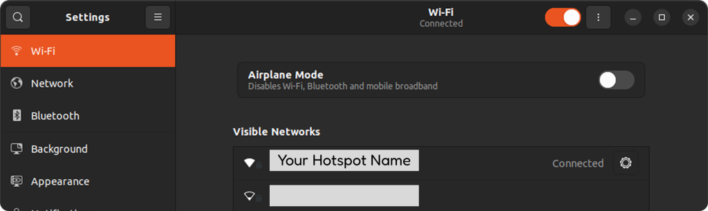 Select the previously created Intellio hotspot network
