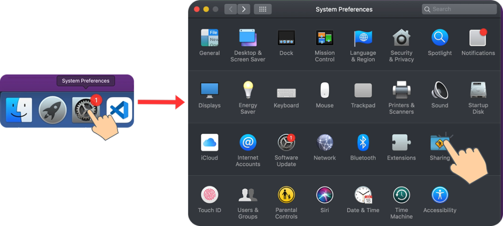 Sharing Selection Monitory mac os