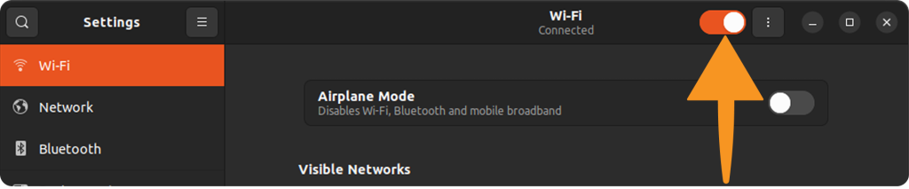 Toggle the main Wi-Fi switch to ON in linux