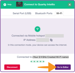 click Go to Editor in mobile hotspot