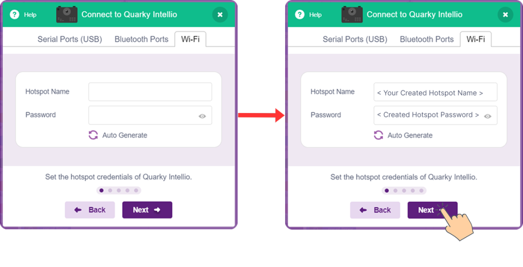 create autogenerate Hotspot Name and Password click on next
