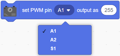set PWM pin ( ) output as ( )