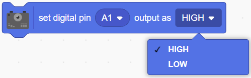 set digital pin ( ) output as ( ) options 1