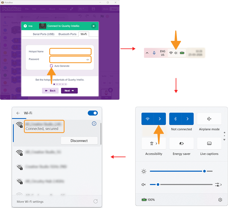 Check the hotspot Name and password carefully