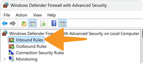 Click on Inbound Rules