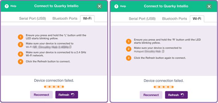 Device Connection Failed in ip adress connection method