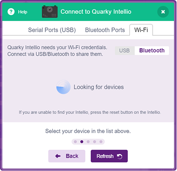 Looking for devices screen