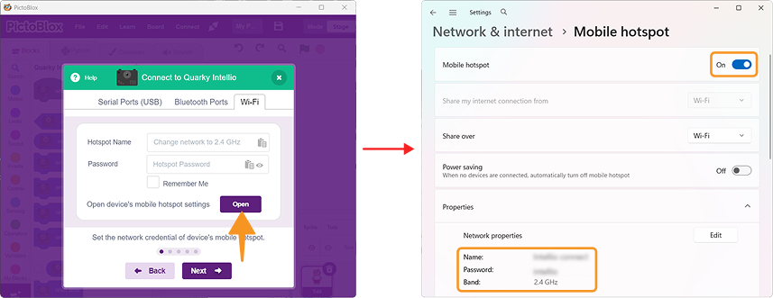 Turn on Mobile Hotspot on your device