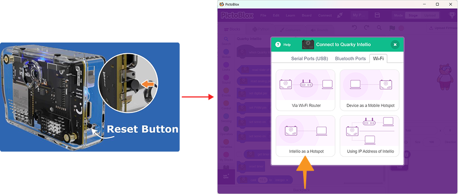 connection getting stuck in intellio as a hotspot method