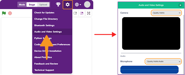 correct Camera and Audio device