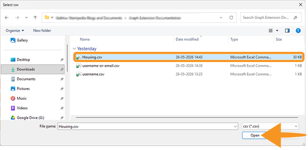 Select your CSV file from your computer