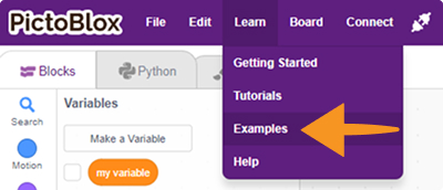 go to the Learn section and navigate to Examples