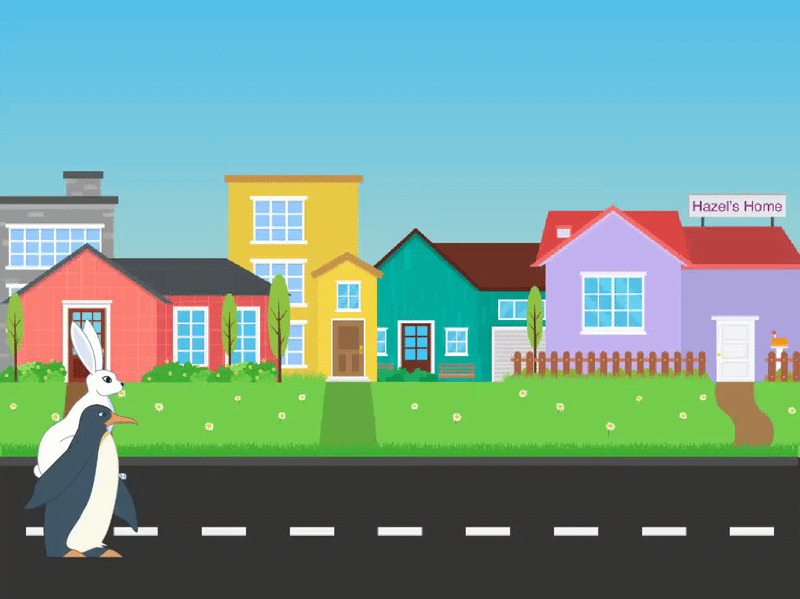Hare and penguin gif