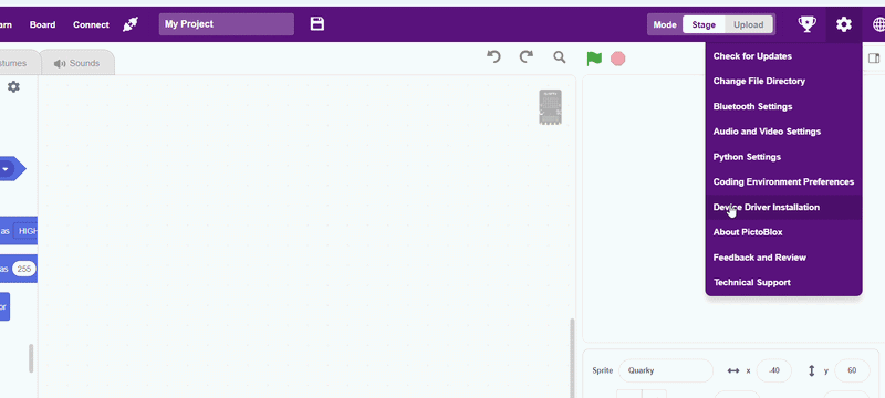 Install Driver in Pictoblox