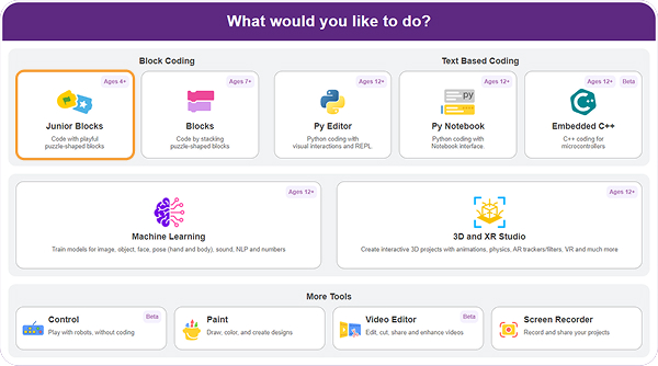 select Junior Blocks Mode