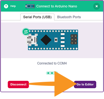 Connected to arduino nano to pictoblox