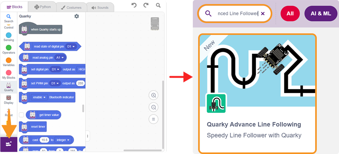 Quarky Advance Line Follower extension addition