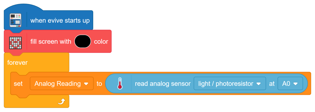 Reading Analog Sensor Data - Evive Analog Sensor Reader