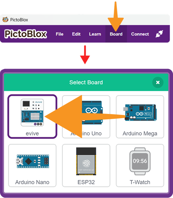 Select Evive as a board