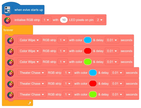 Theatre Chase Action with Evive in different colors