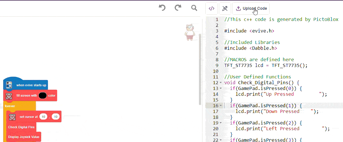 Upload the Code to evive