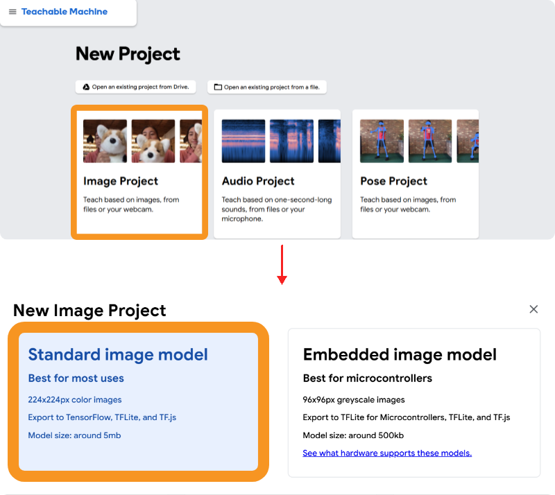 Select Image Project then choose Standard image model