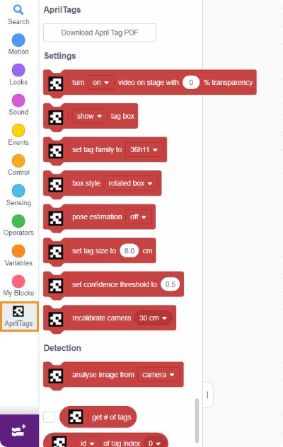 april tags blocks in block pallete