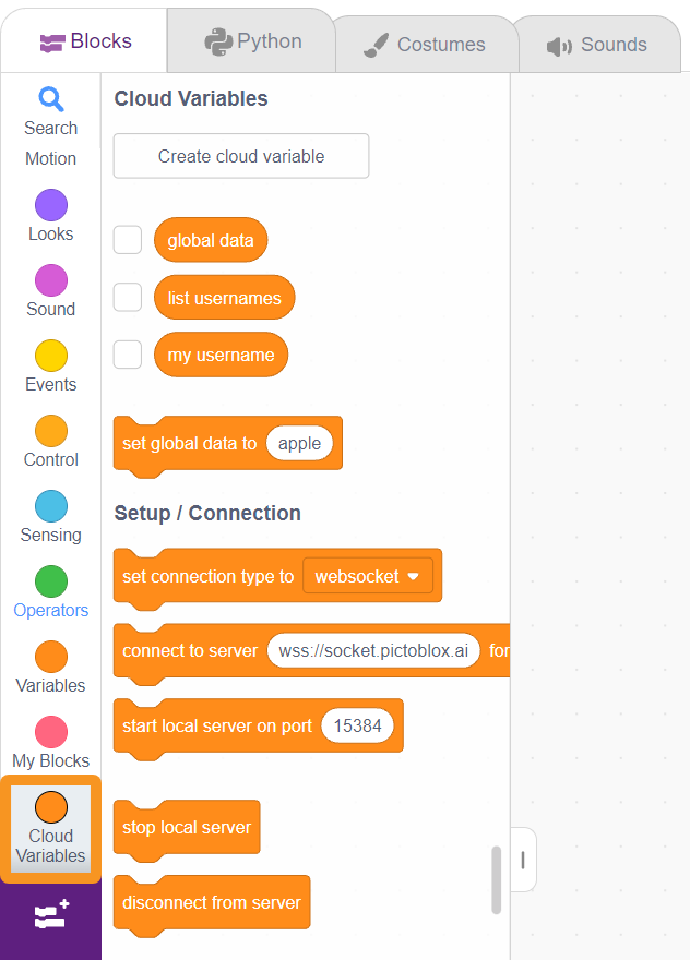 cloud variable extension blocks added
