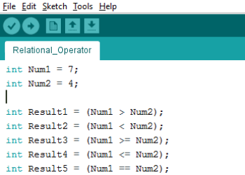 Arduino IDE Relational Operators